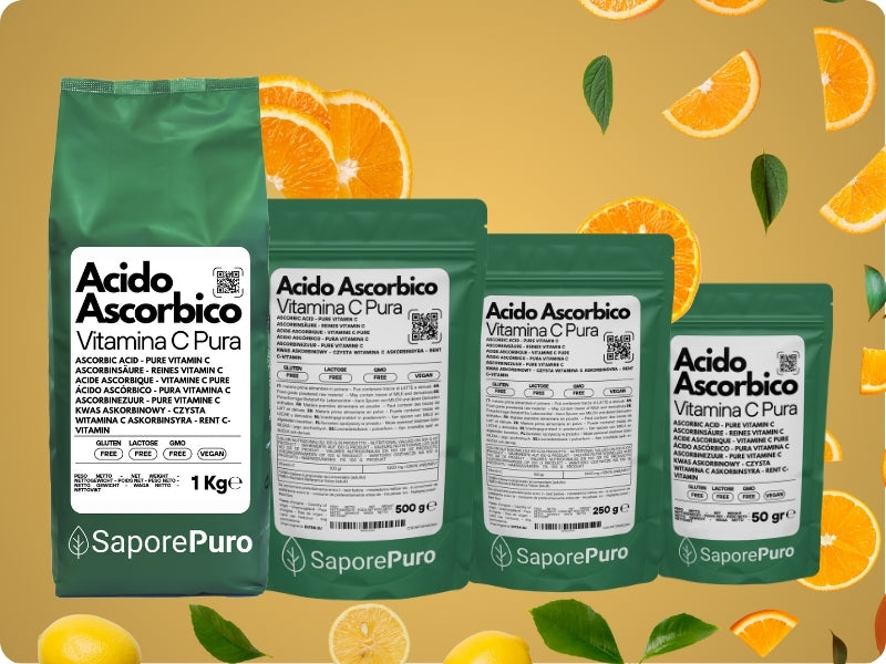 Acido Ascorbico - Pura Vitamina C : Il Nutriente Essenziale per le tue ricette! - (E300) - Confezionato in Italia - SaporePuro