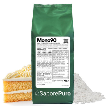 Emulsionante Mono90 di SaporePuro, mono e digliceridi degli acidi grassi E471, in confezione da 1.