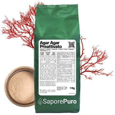 Agar agar preattivato SaporePuro, confezione da 100g, con etichetta italiana, ideale per applicazioni lattiero-casearie.