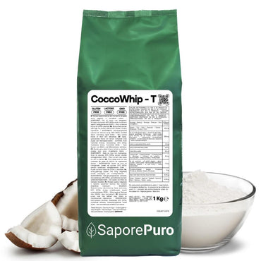 Grasso di cocco montante SaporePuro, 1kg, vegan, ideale per gelati e dolci, in confezione da 1 kg.