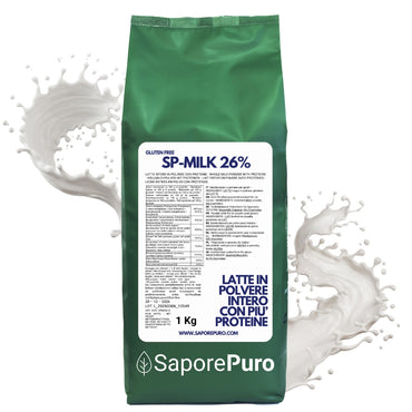 Latte intero in polvere SaporePuro con alto contenuto proteico, ideale per gelati, pasticceria e altri usi culinari.