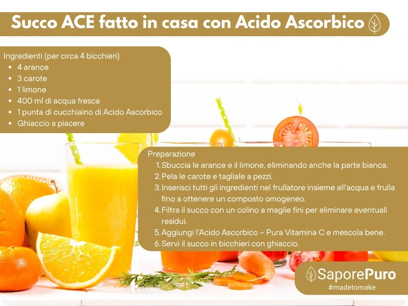 Ácido Ascórbico - Vitamina C Pura : ¡El Nutriente Esencial para tus Recetas! - (E300) - Envasado en Italia - SaporePuro