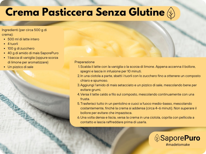 Amido di mais Nativo SaporePuro, addensante naturale e gluten free, in sacchetto con polvere bianca finemente setacciata