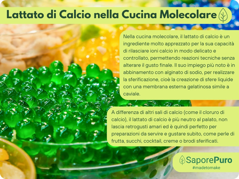 Lattato di calcio in polvere  - E327 - Sferificazione Molecolare - SaporePuro
