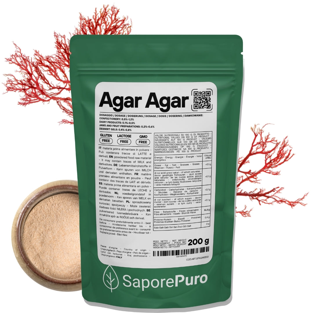 Agar Agar - E406 - Gelificante Naturale - Origine ITALIA - SaporePuro