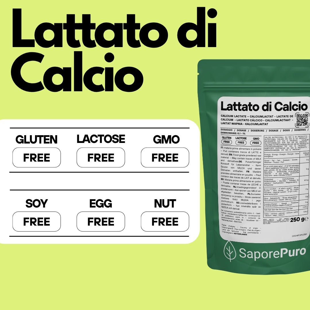 Lattato di calcio in polvere  - E327 - Sferificazione Molecolare - SaporePuro