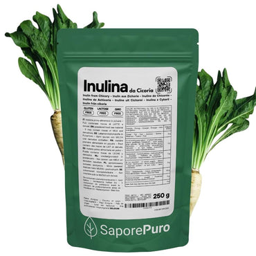 Inulina in polvere pura di SaporePuro, ingrediente naturale per cucina e pasticceria, provenienza europea, catena corta.