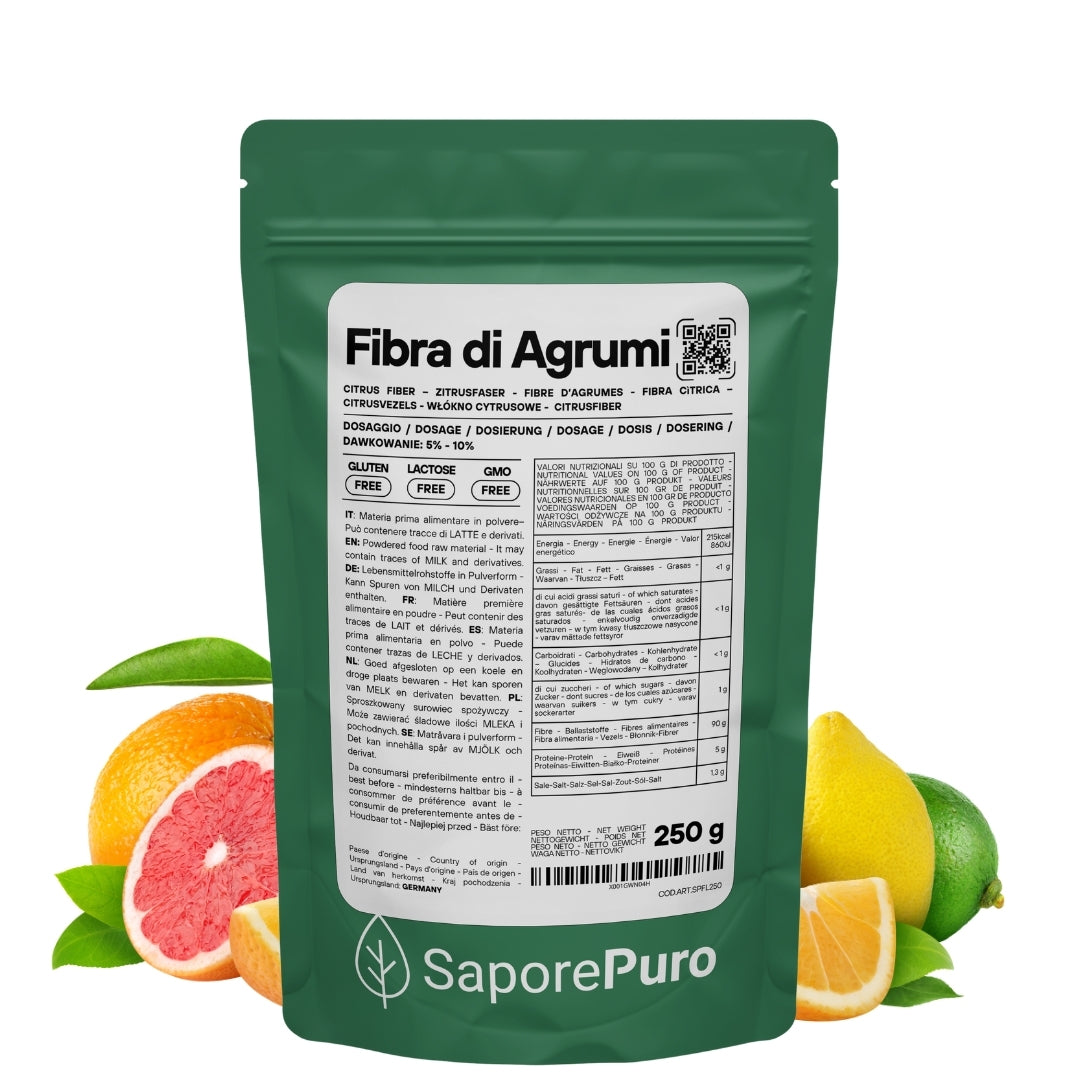 Fibra di Agrumi - Addensante Clean Label per Gelato senza "E" - Ex Fibra di Limone - SaporePuro