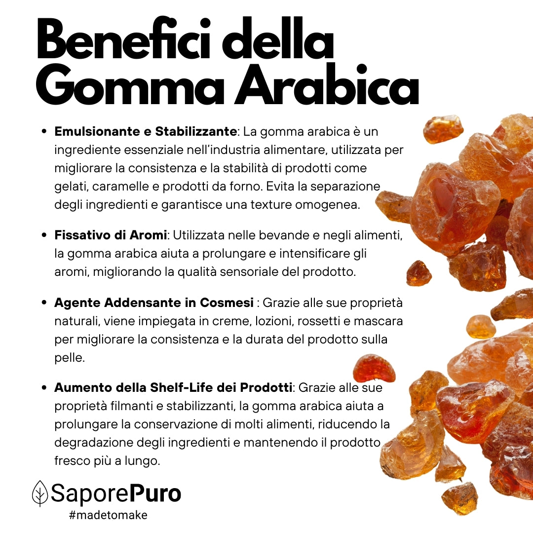 Gomma arabica in polvere - (E414) - Confezionato in Italia - SaporePuro