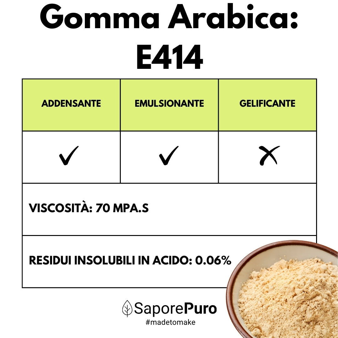 Gomma arabica in polvere - (E414) - Confezionato in Italia - SaporePuro