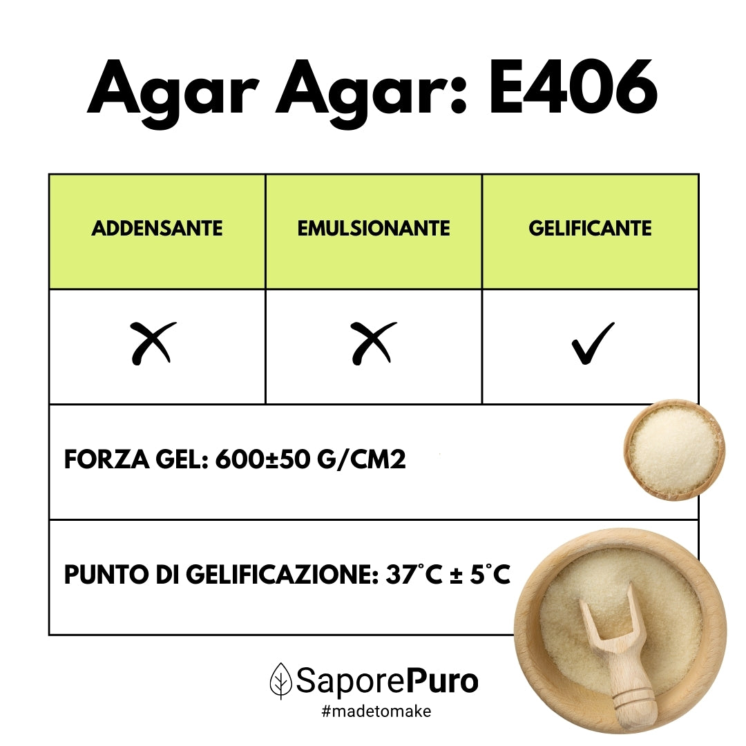 Agar Agar - E406 - Gelificante Naturale - Origine ITALIA - SaporePuro