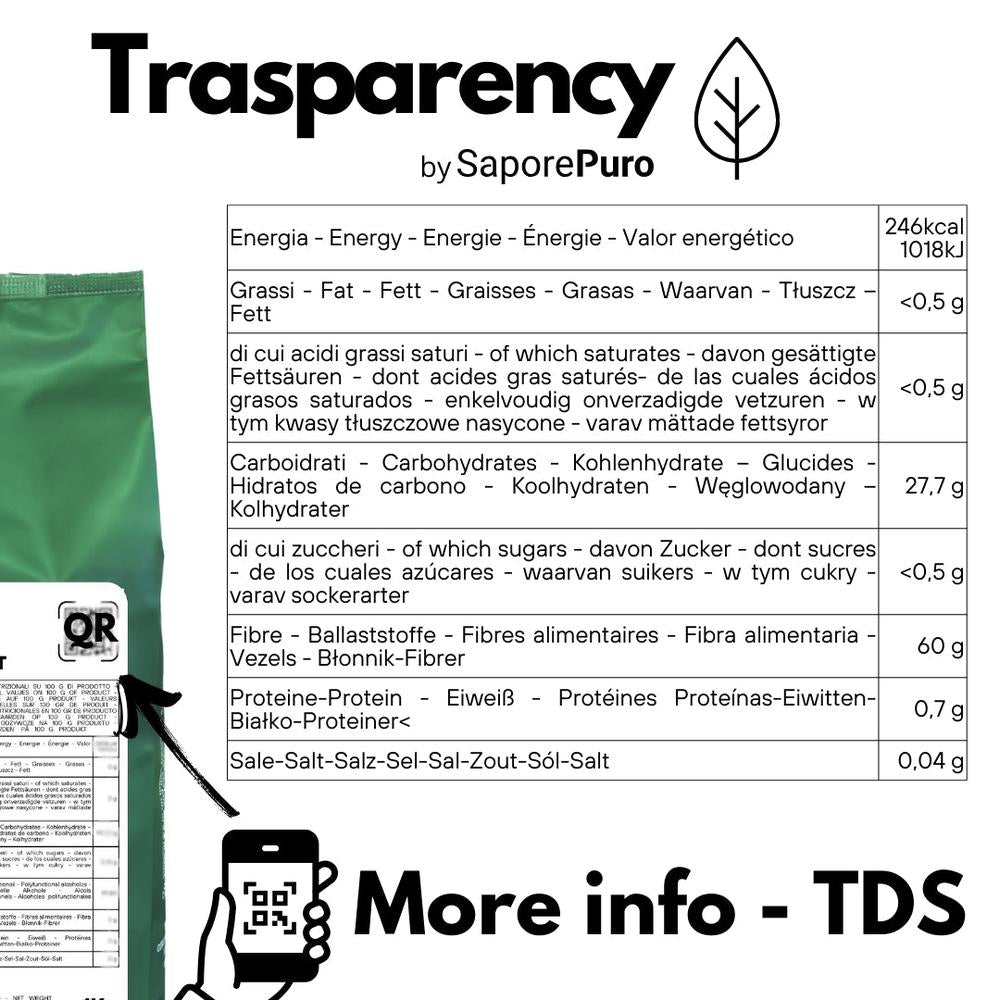 Fibra di patata senza glutine SaporePuro, origine Belgio, ideale per panificazione e prodotti da forno, visibile in immagine