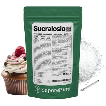 Dolcificante SaporePuro sucralosio in polvere, senza calorie, gluten free, ideale per dolci, bevande e preparazioni alimentari