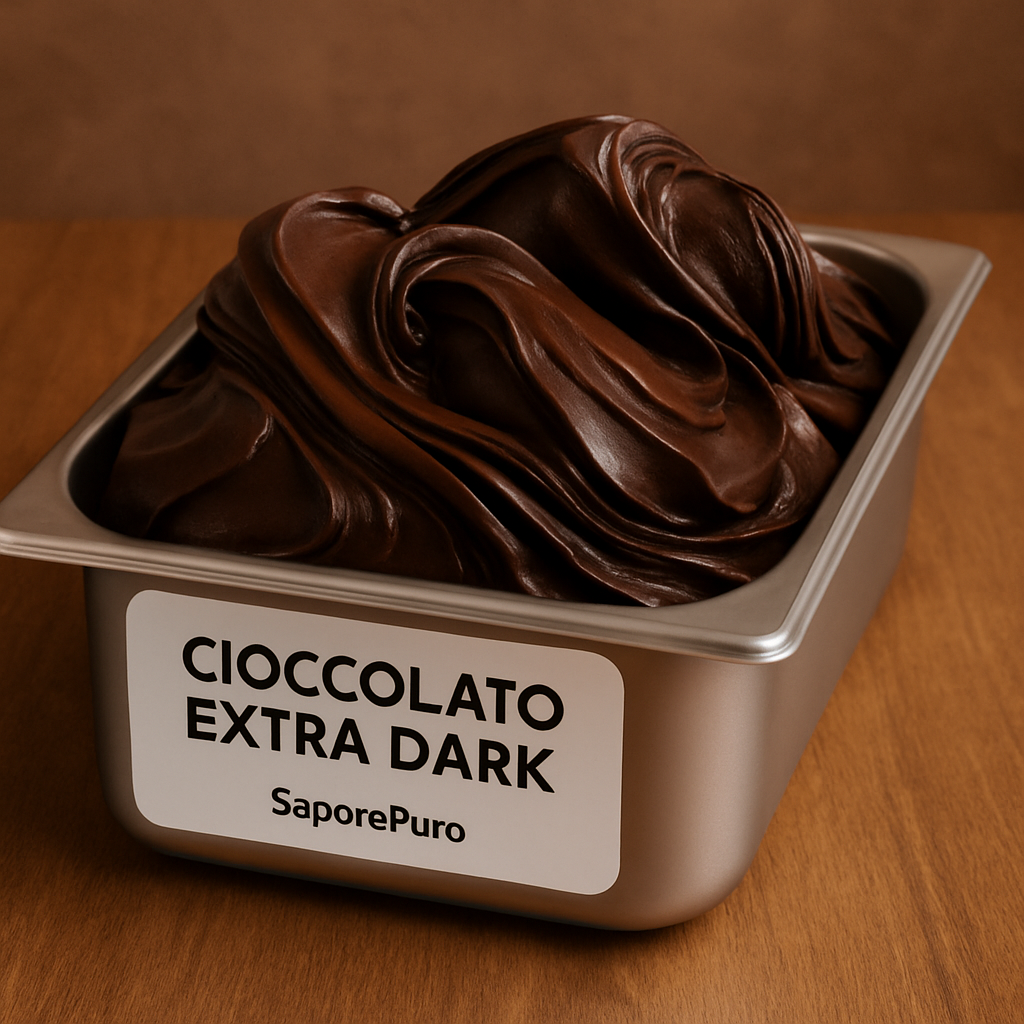 Cioccolato Extra Dark – Base Pronta per Gelato Fondente Vegan - 1,6kg - SaporePuro