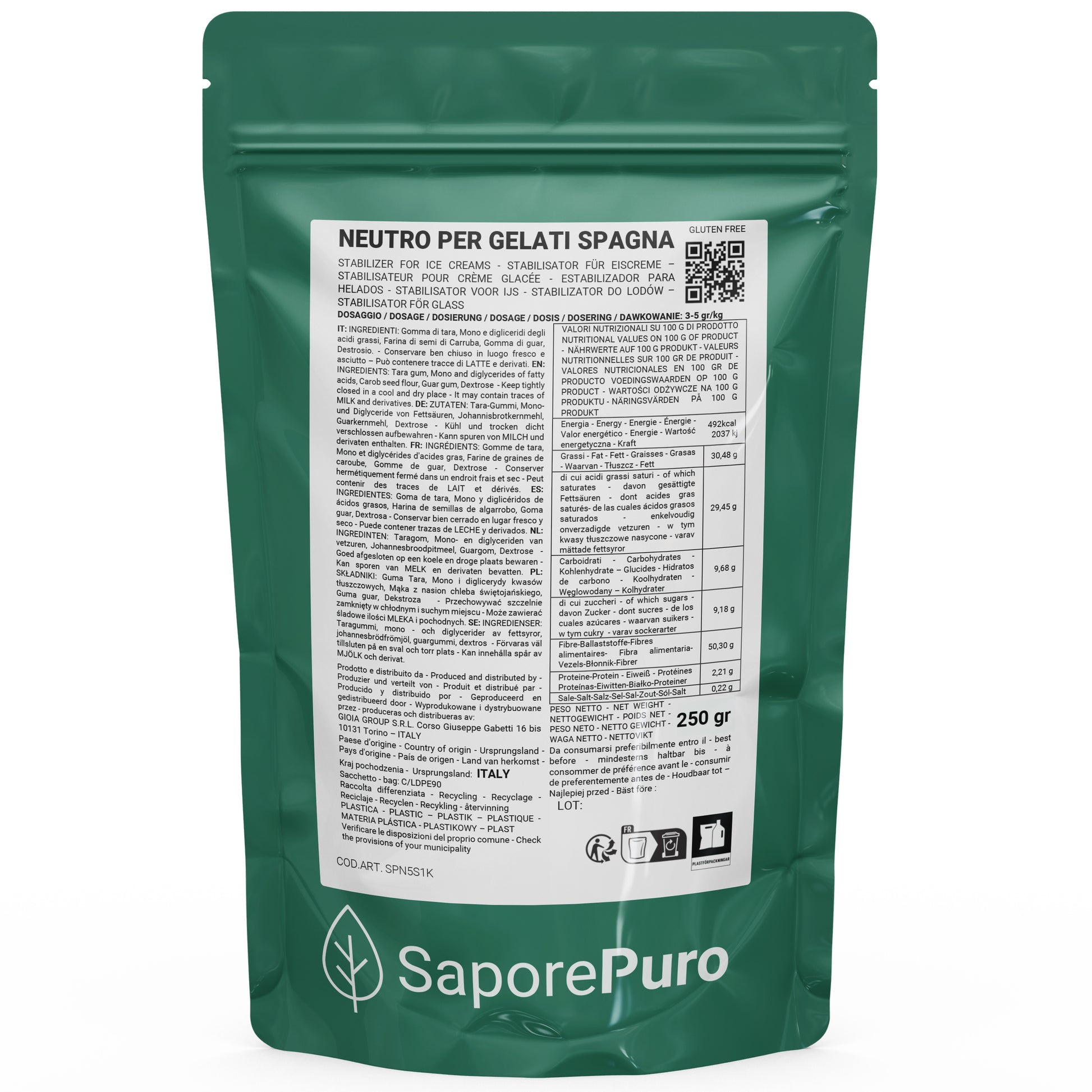 Neutro per Gelato SaporePuro S - Il Segreto per un Gelato Cremoso e di Alta Qualità - Stabilizzante per Gelato - SaporePuro