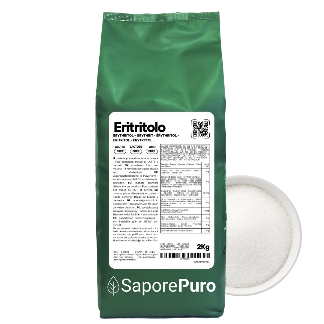 Erythritol - Alternative zu Zucker - Herkunft FRANKREICH - Süßstoff 0kcal - SaporePuro