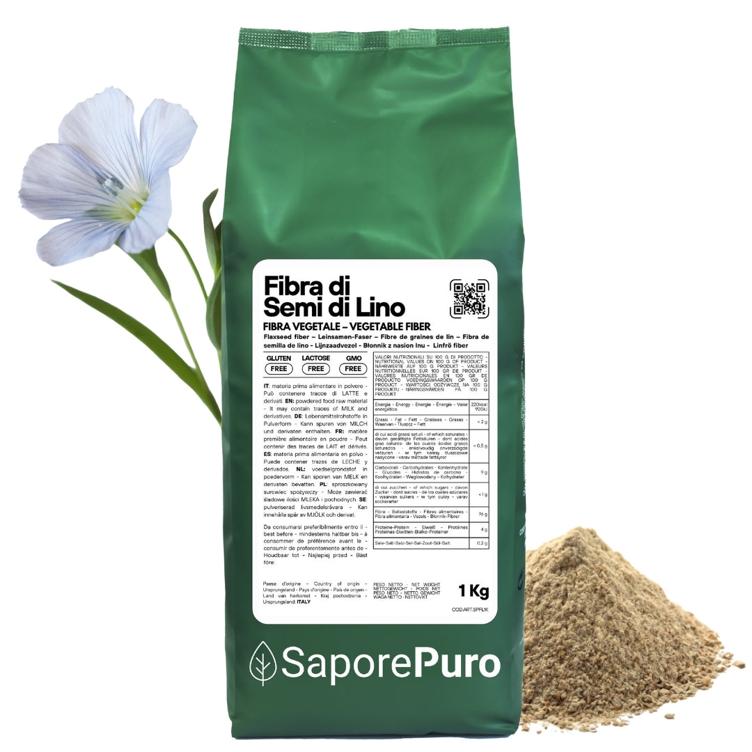Flax Seed Fiber - Natural Thickener - "E" Clean Label Substitute - For ice creams, desserts and sauces. - SaporePuro