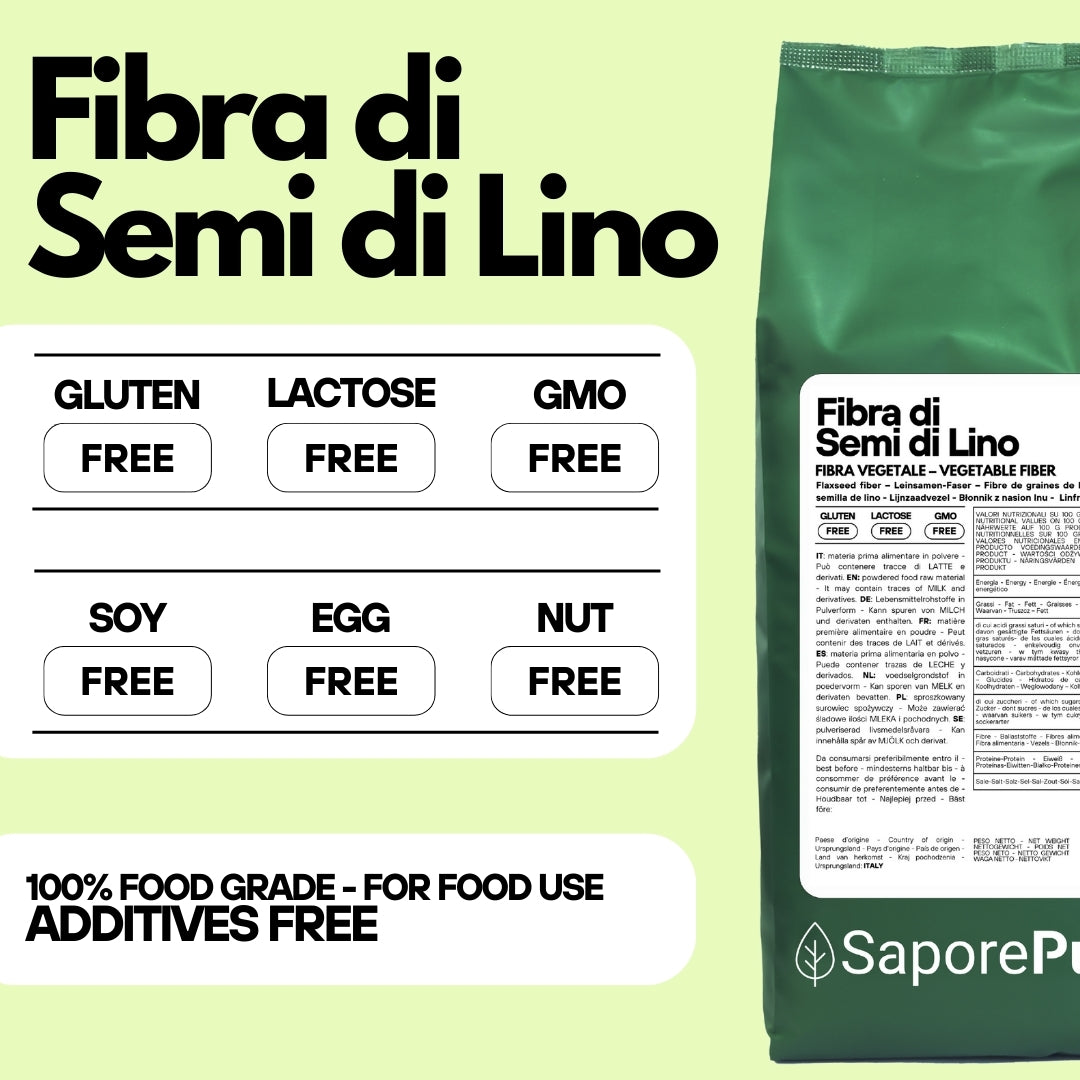 Flax Seed Fiber - Natural Thickener - "E" Clean Label Substitute - For ice creams, desserts and sauces. - SaporePuro