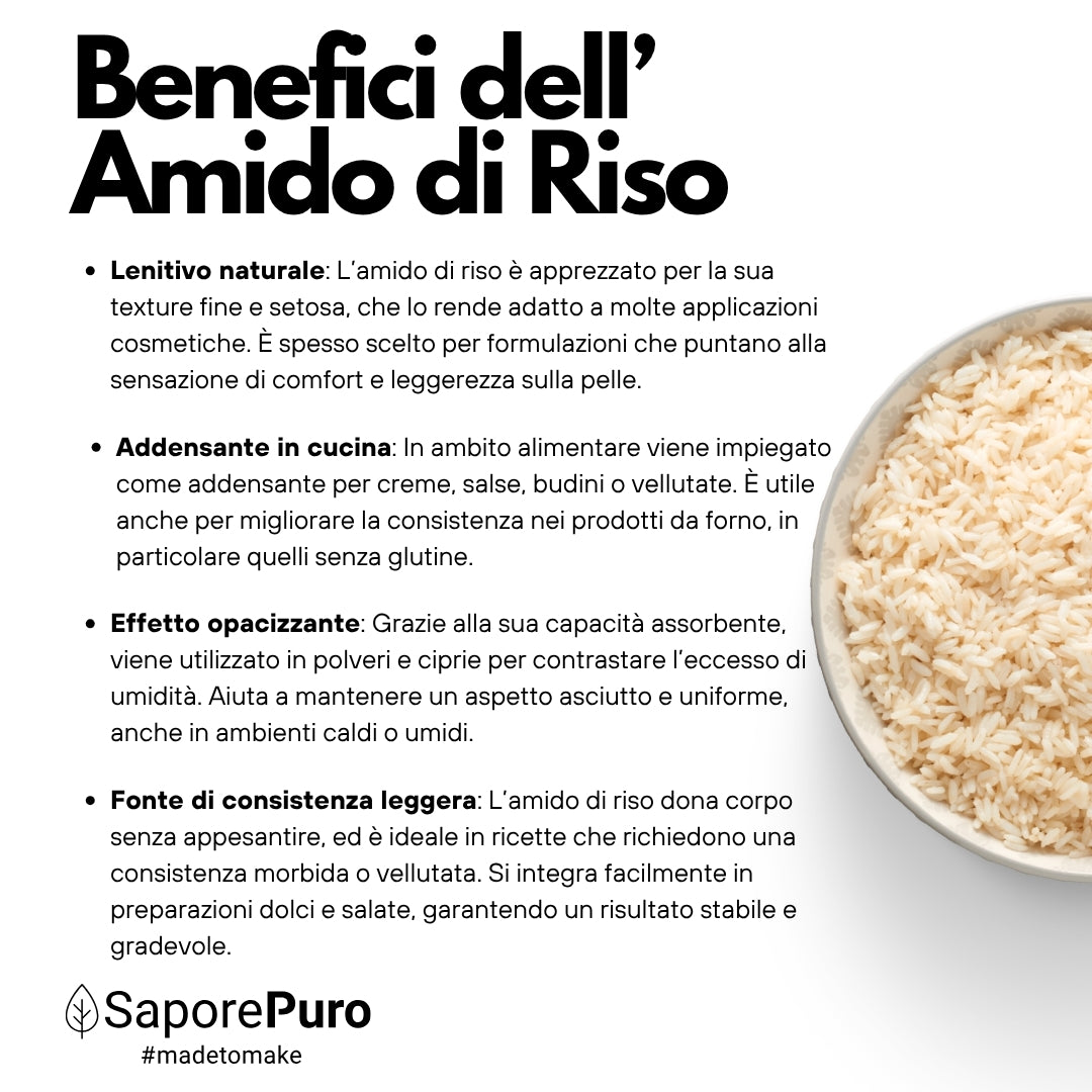 Amido di riso - Amido Nativo 100% Origine Italia - SaporePuro