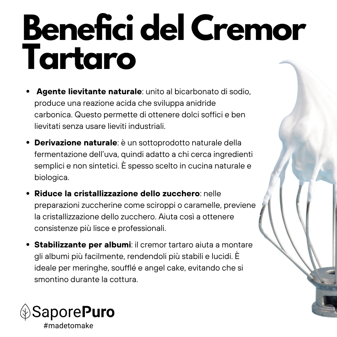 Cremor Tartaro - E336i - Agente lievitante e stabilizzante - SaporePuro