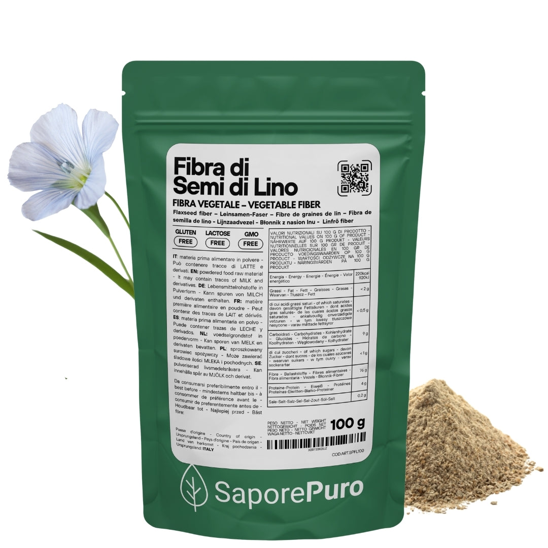 Flax Seed Fiber - Natural Thickener - "E" Clean Label Substitute - For ice creams, desserts and sauces. - SaporePuro