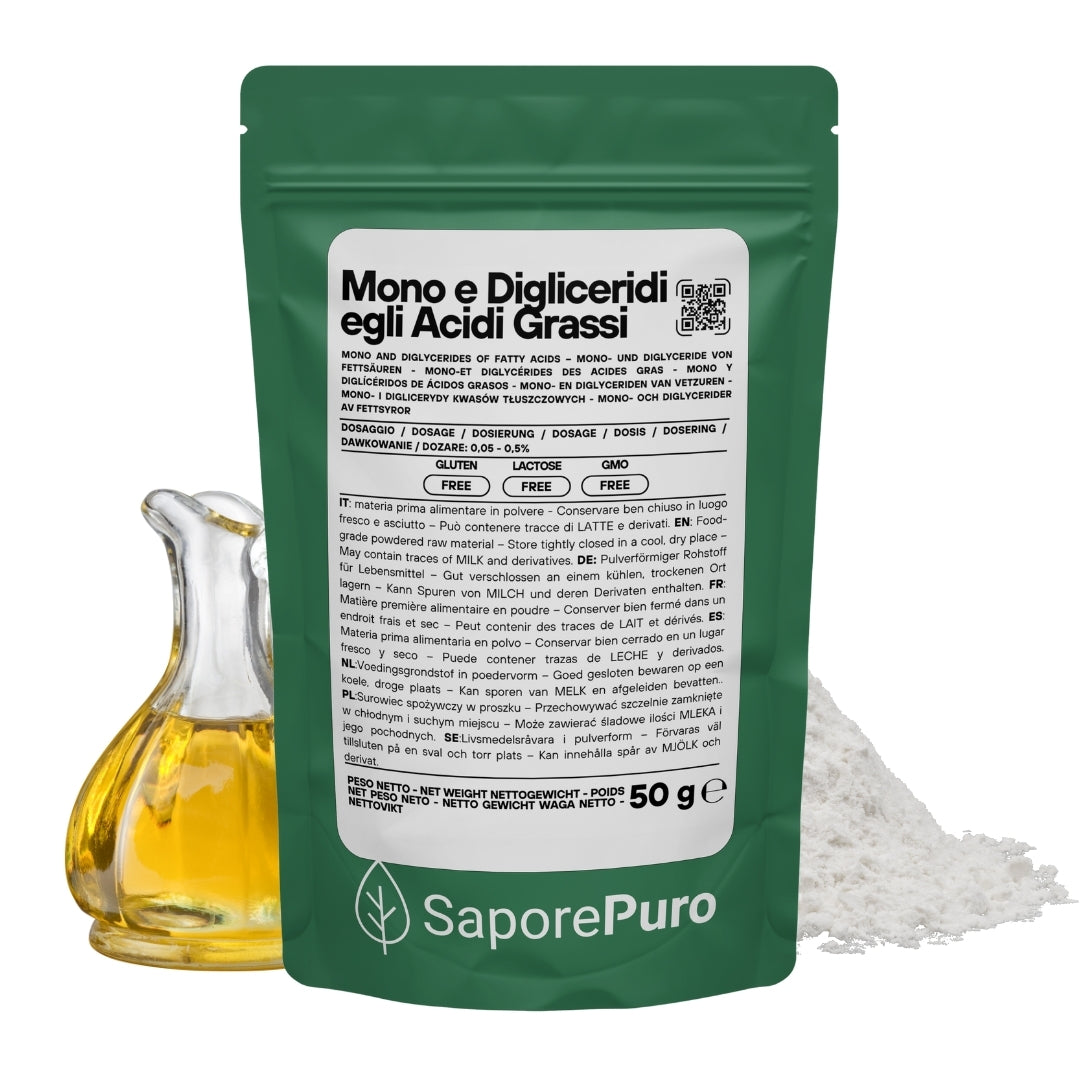 Mono e Digliceridi degli Acidi Grassi E471 – Additivo Alimentare – 1kg – SaporePuro – Prodotto in Europa – Alta Qualità per Gelati, Pasticceria, Panificazione