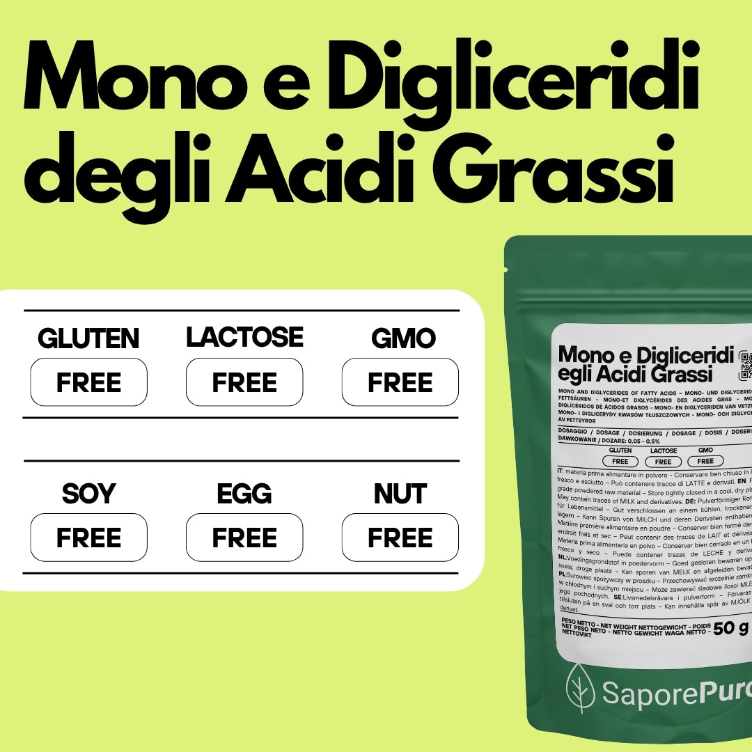 Mono e Digliceridi degli Acidi Grassi E471 – Additivo Alimentare – 1kg – SaporePuro – Prodotto in Europa – Alta Qualità per Gelati, Pasticceria, Panificazione