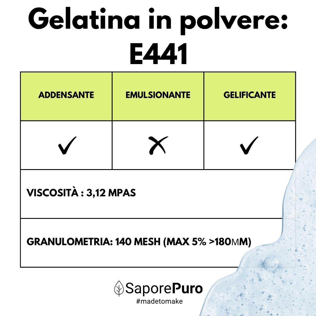 Gelatina Istantanea 200-220 bloom - Cold - Tipo A - E441 - SaporePuro