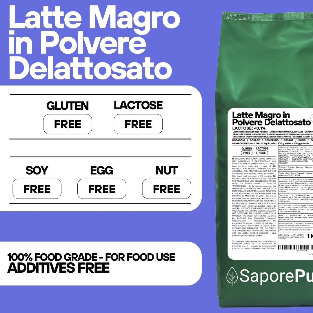 Latte Magro in Polvere DELATTOSATO - Latte in Polvere senza lattosio per Gelati e cucina.