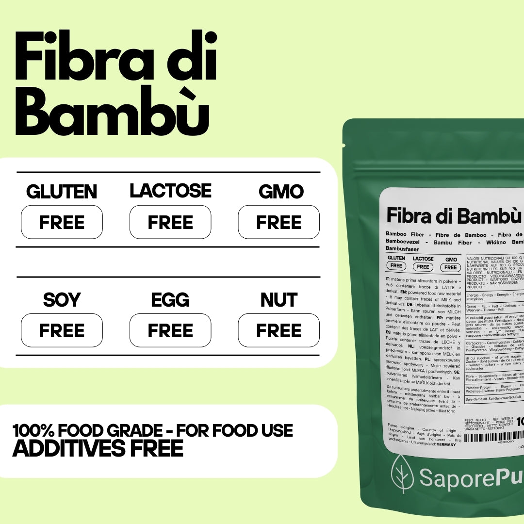Fibra de bambú - Fibra natural - Procedente de Alemania - Ideal para productos lácteos, productos de panadería y helados - SaporePuro