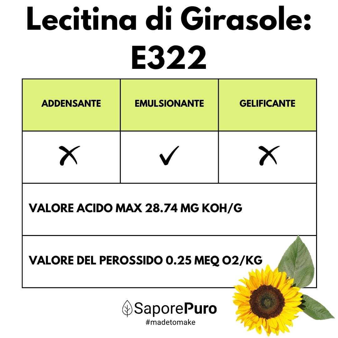 Lecitina de girasol E322 - Desaceitada - Alternativa a la soja - FlavourPure