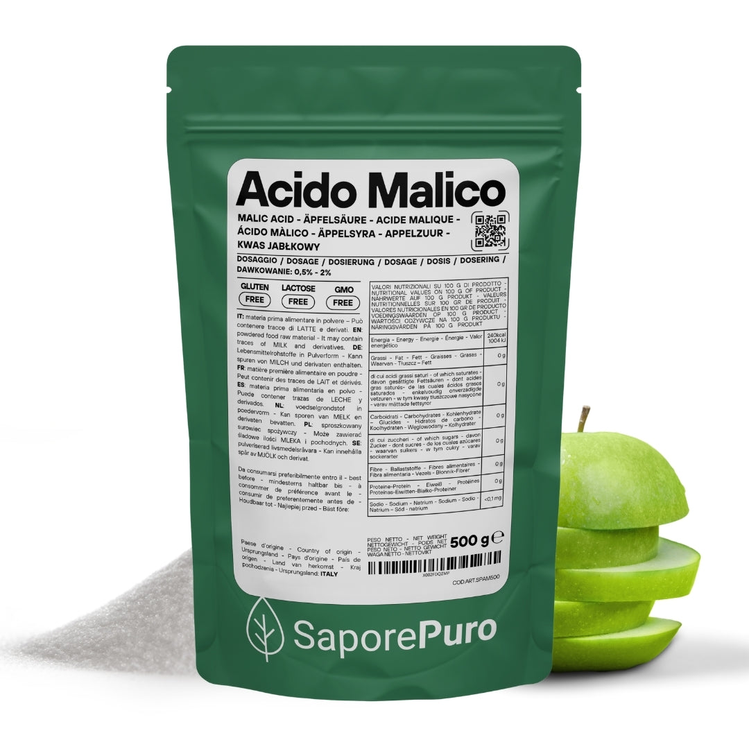 Acido Malico Premium - Made in Italy - Ingrediente Professionale per Mixology e Enologia