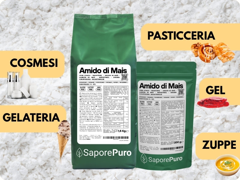 Amido di mais Nativo - Addensante potente, naturale e funzionale- Gluten Free - SaporePuro