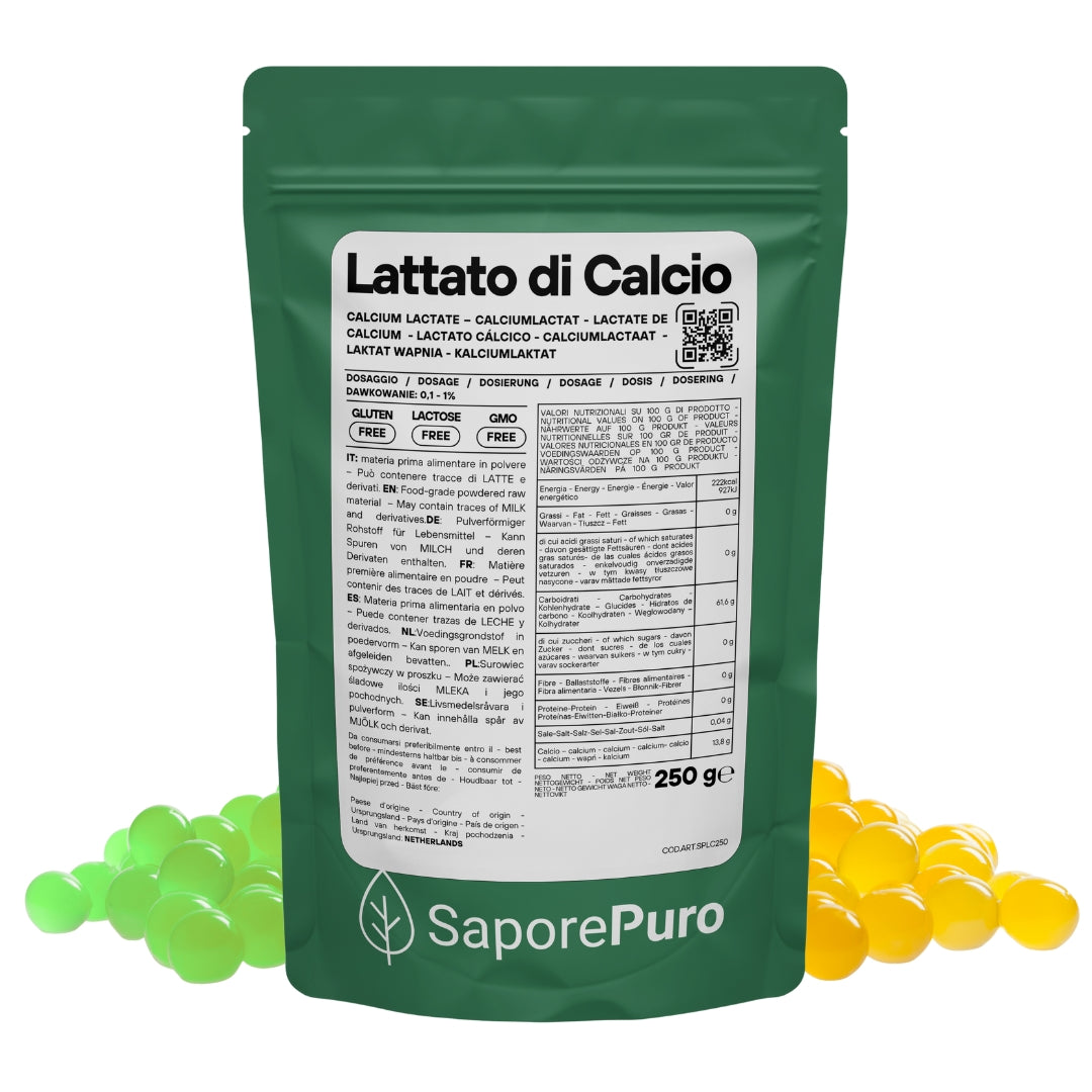 Lactate de calcium en poudre - E327 - Sphérification moléculaire - SaporePuro
