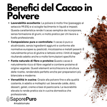 Cacaopoeder 22-24% Vet - Afkomstig uit Nederland - Sterke smaak en aroma - FlavourPure