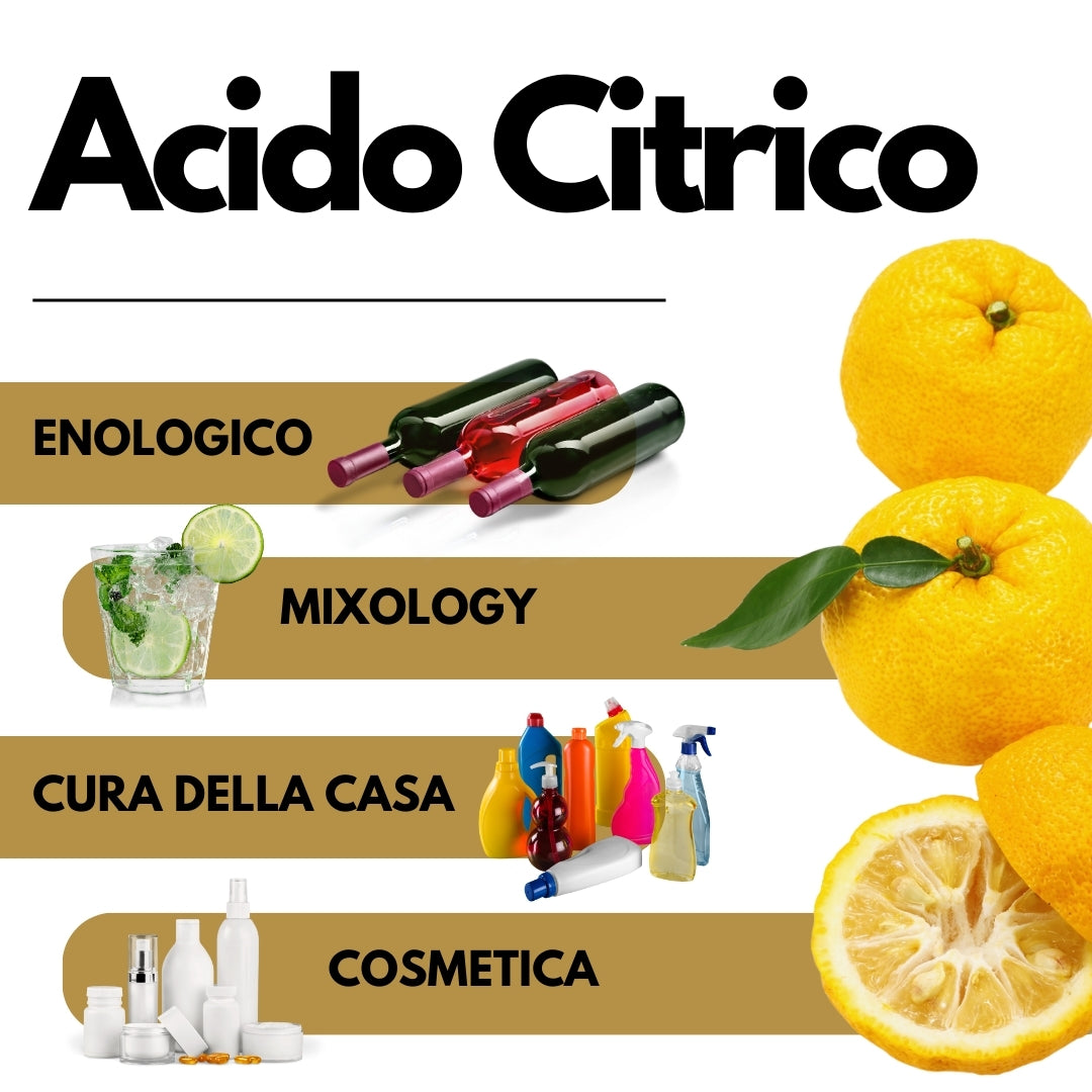 Acido Citrico - Cockatail, Vino, Pulizie, Enologia - Made in EU - SaporePuro