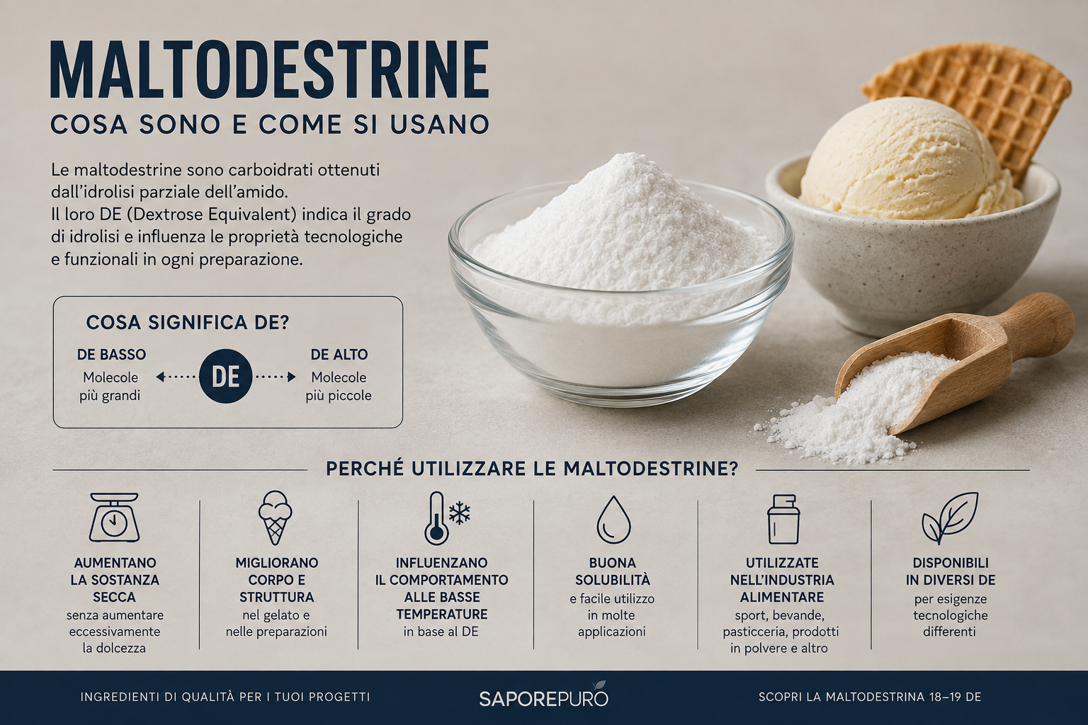 Maltodestrine integratore e nel gelato