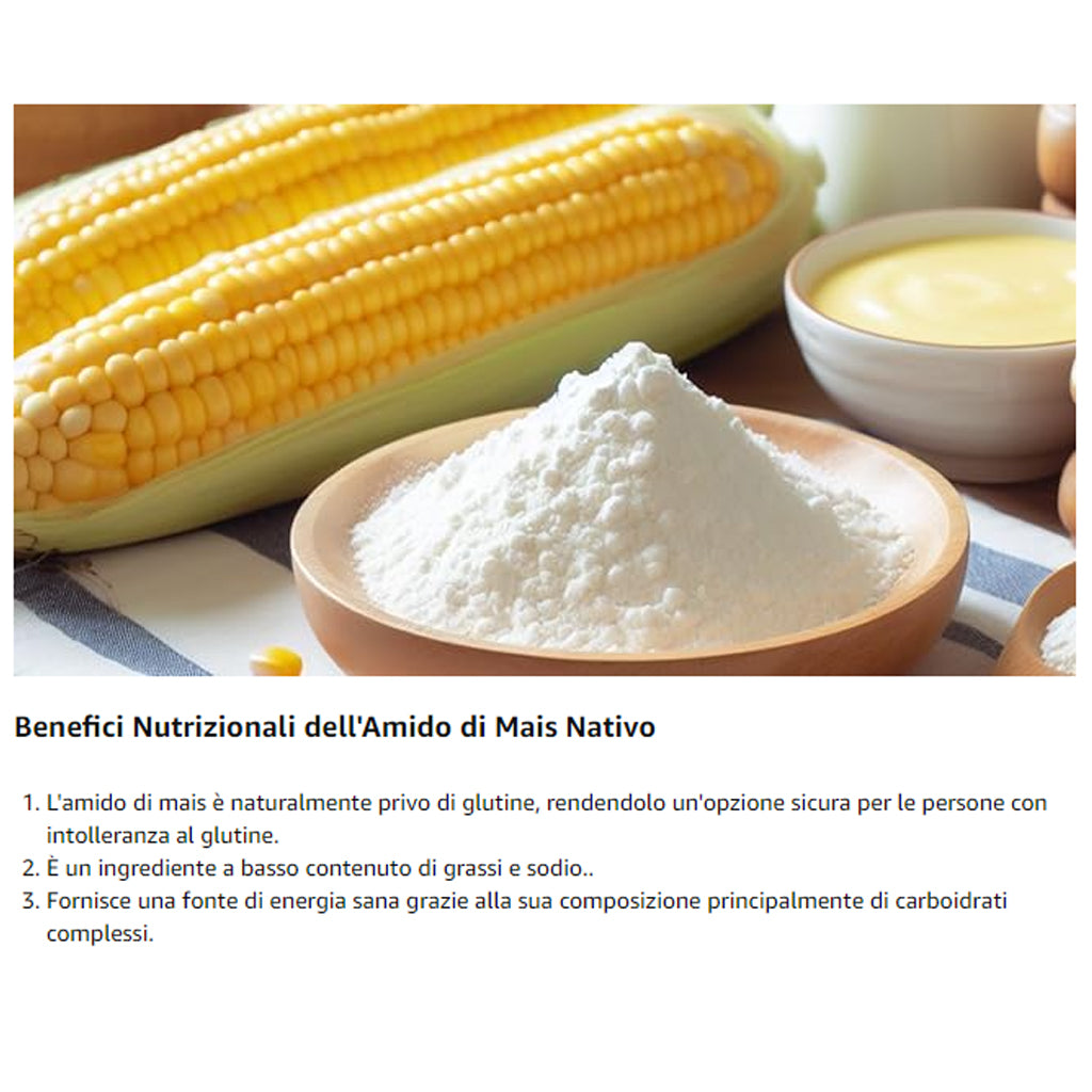 Amido di mais Nativo - 1,5kg - Addensante potente, naturale e funzionale- Gluten Free - SaporePuro