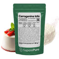 Carragenina Iota E407, gelificante elastico in emulsione, confezionata in contenitore con etichetta SaporePuro.