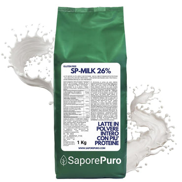Latte in polvere SaporePuro con alto contenuto proteico, ideale per gelati, pasticceria e usi culinari, versione magra o intera.