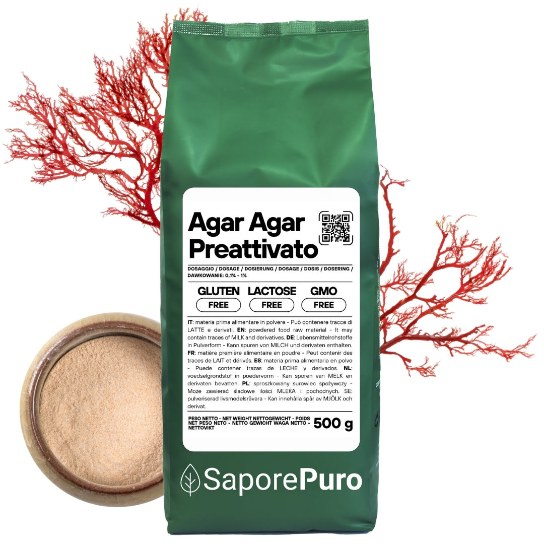 Agar Agar Preattivato - E406 - Origine ITALIA - La migliore scelta nell'applicazione lattiero-casearia - SaporePuro