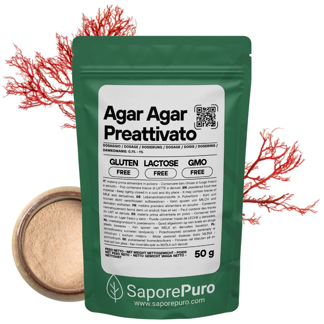 Agar Agar Preattivato - E406 - Origine ITALIA - La migliore scelta nell'applicazione lattiero-casearia - SaporePuro