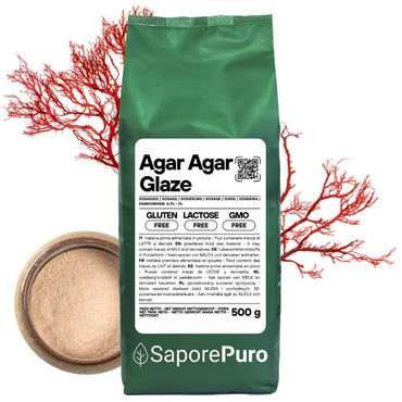 Gelatina di agar agar SaporePuro, prodotto italiano per glassature, topping e salse lisce, alternativa alla gelatina.