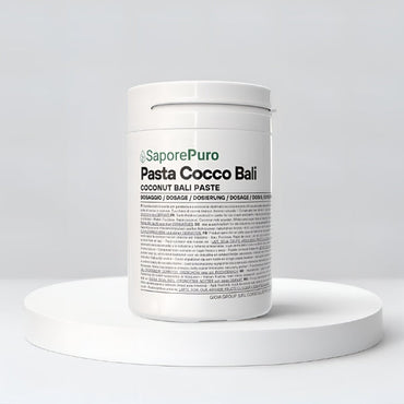 Pasta Cocco Bali SaporePuro per gelato, confezione da 4kg, con cocco in polvere visibile in sacchetto, prodotto di GelatoStore