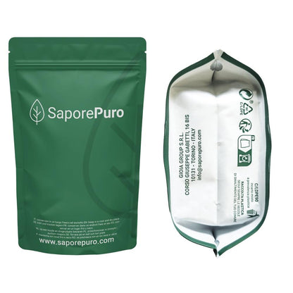 SaporePuro Carragenina Iota E407 gelifying agent in a clear, sealed package for culinary use.