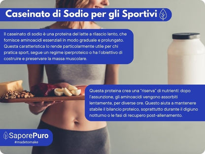 Caseinato di Sodio - 500gr - SaporePuro - Proteina pura da Latte (Caseina) - Gluten Free