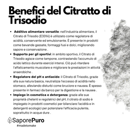 Citrato di Trisodio - E331iii - Regolatore di acidità alimentare