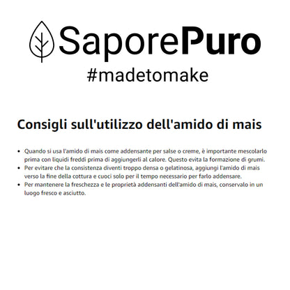 Amido di mais Nativo - 1,5kg - Addensante potente, naturale e funzionale- Gluten Free - SaporePuro