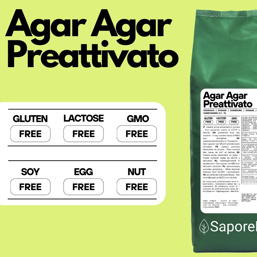 Agar Agar Preattivato - E406 - Origine ITALIA - La migliore scelta nell'applicazione lattiero-casearia - SaporePuro