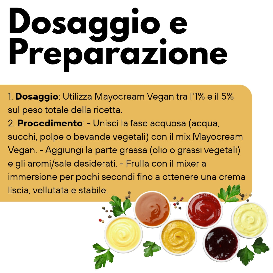 Mayocream Vegan SaporePuro, mix tecnico vegetale per creme, salse e coulis in polvere